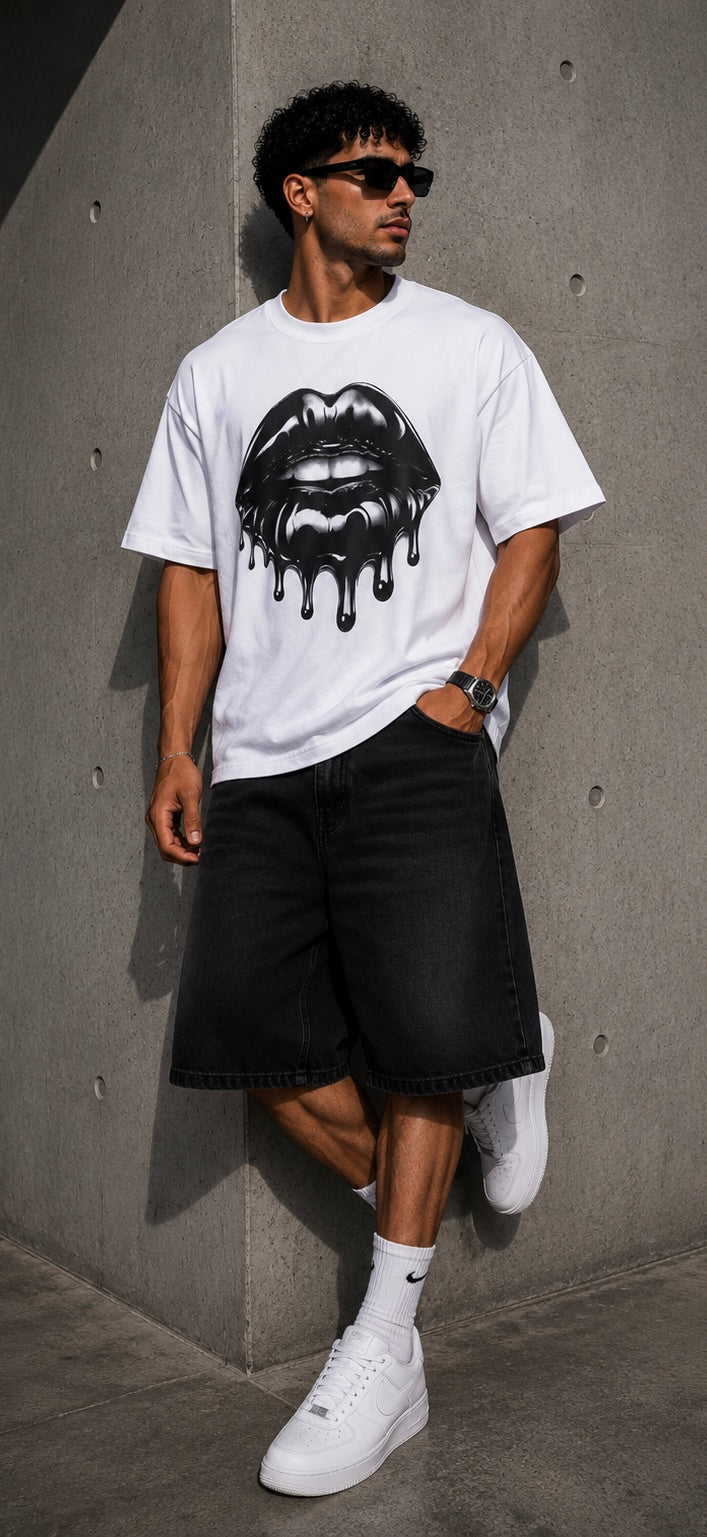 T-Shirt Oversize Lips Black
